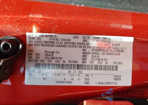 2018 Ford Focus St from USA, damaged, VIN 1FADP3L97JL278859